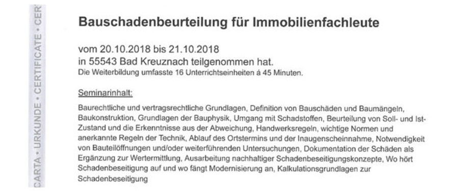  - Bauschadenbeurteilung für Immobilienfachleute