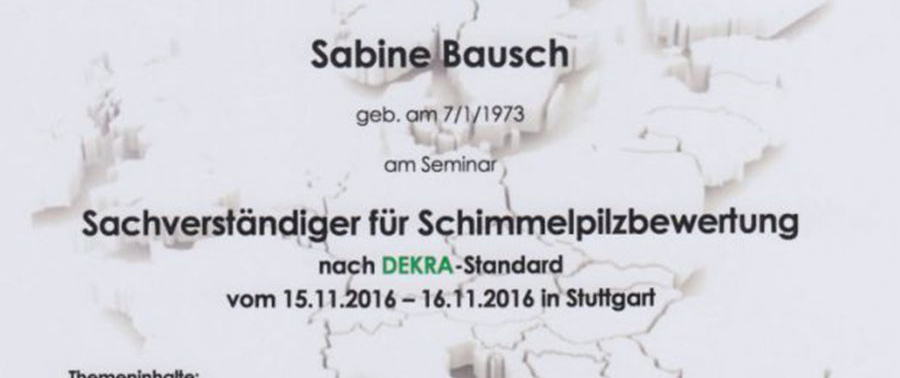  - Sabine Bausch – Sachverständiger für Schimmelpilzbewertung